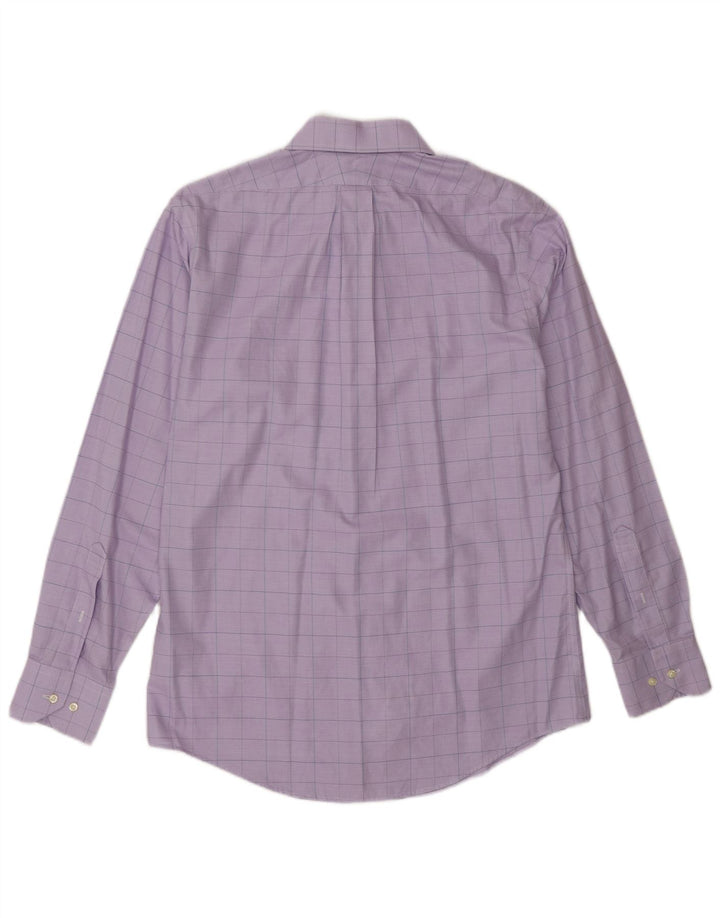 Brooks Brothers Herrenhemd, Größe 15 1/2, mittelviolette Karo-Baumwolle