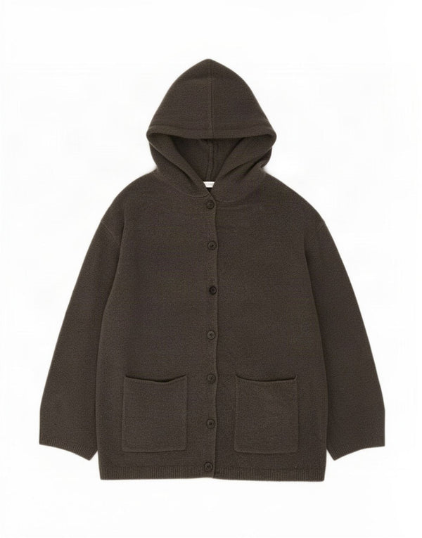 Zara Damen-Strickjacke mit Kapuze, übergroß, Gr. 10, Größe S, Grau