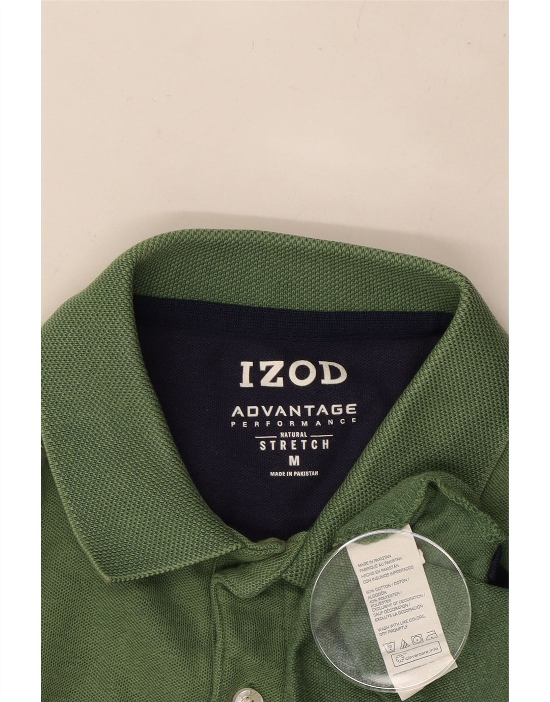 IZOD Herren-Poloshirt aus mittelgrüner Colourblock-Baumwolle