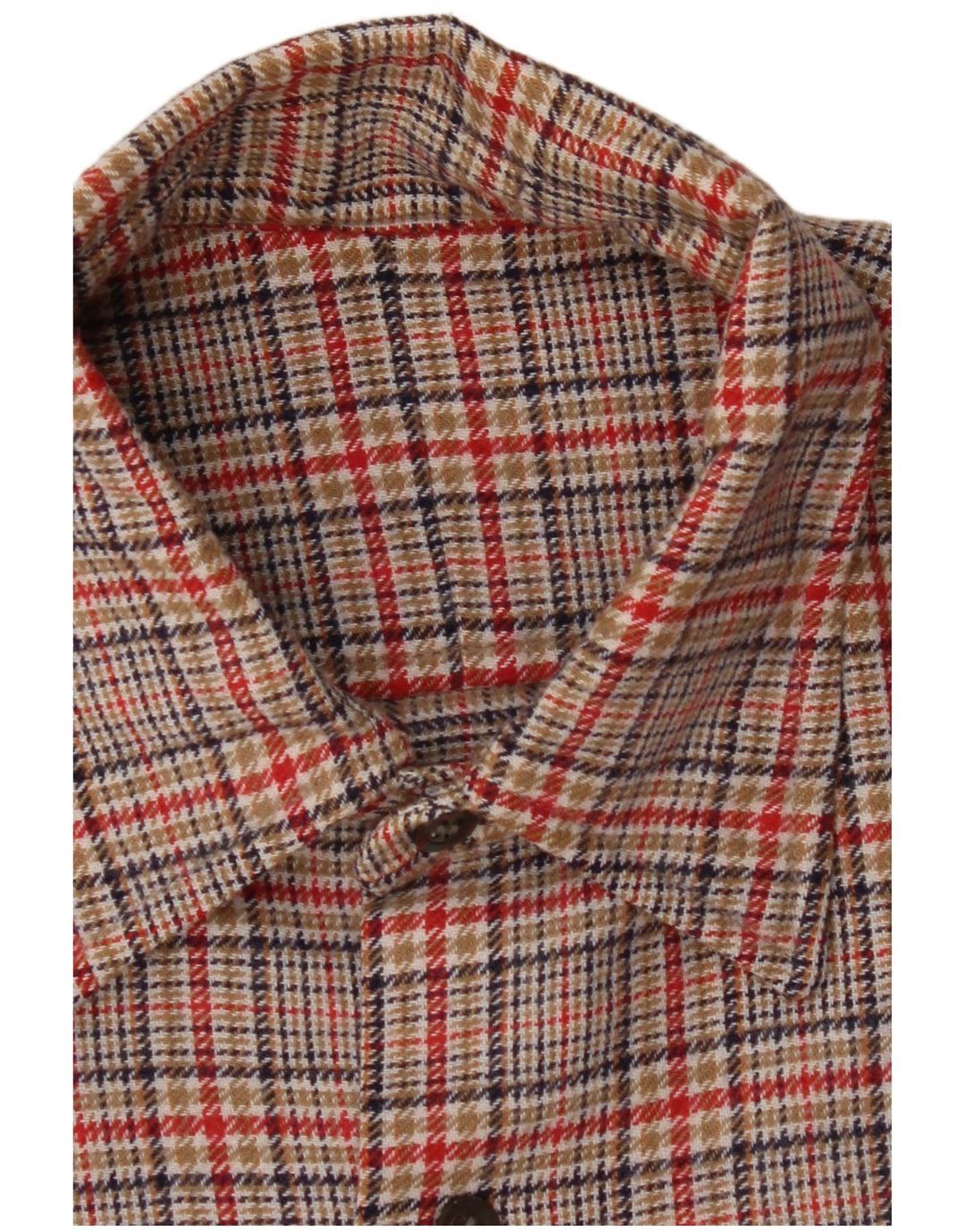 VINTAGE Mens Flannel Shirt Large Red Houndstooth