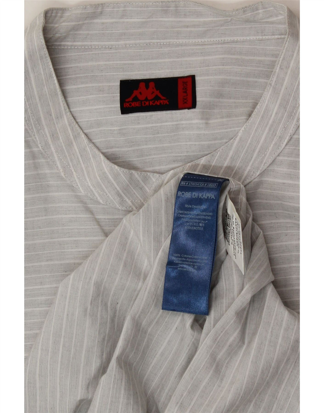 KAPPA Mens Pullover Shirt 2XL Grey Striped Cotton Vintage Kappa and Second-Hand Kappa from Messina Hembry 