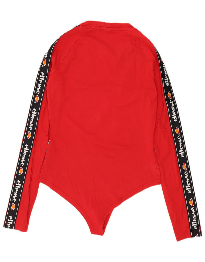 Ellesse Womens Graphic Bodysuit UK 10 Small Rot Colourblock Baumwolle