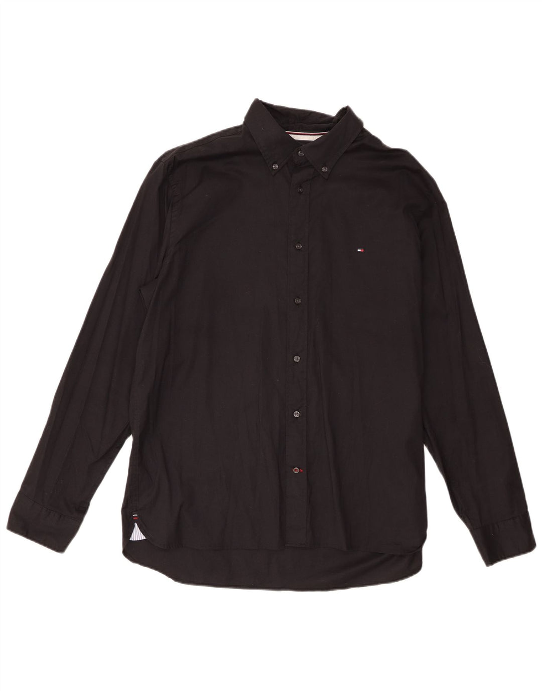 Tommy Hilfiger Herren Regular Fit Hemd XL Schwarz Baumwolle