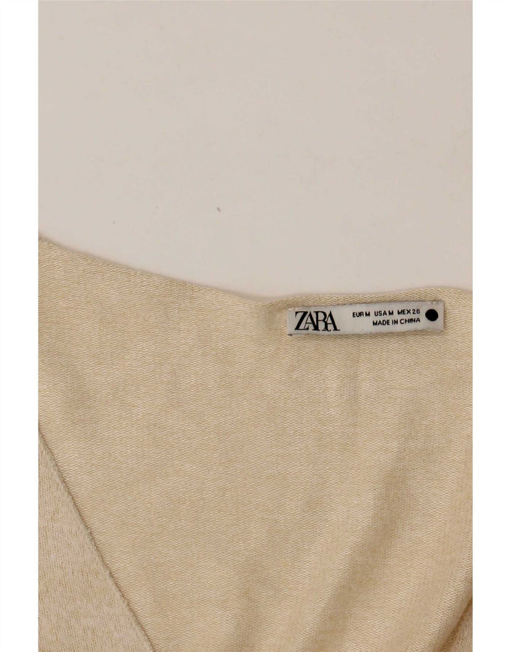 Zara Damen Top Langarm UK 14 Medium Beige