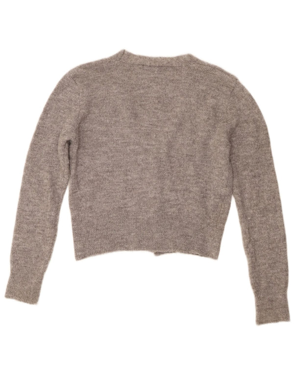 Zara Damen Crop Cardigan Pullover UK 14 Mittelgrau