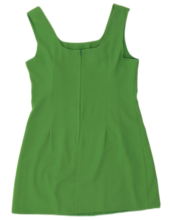 Vintage Damen Ärmelloses Etuikleid UK 14 Mittelgrünes Polyester