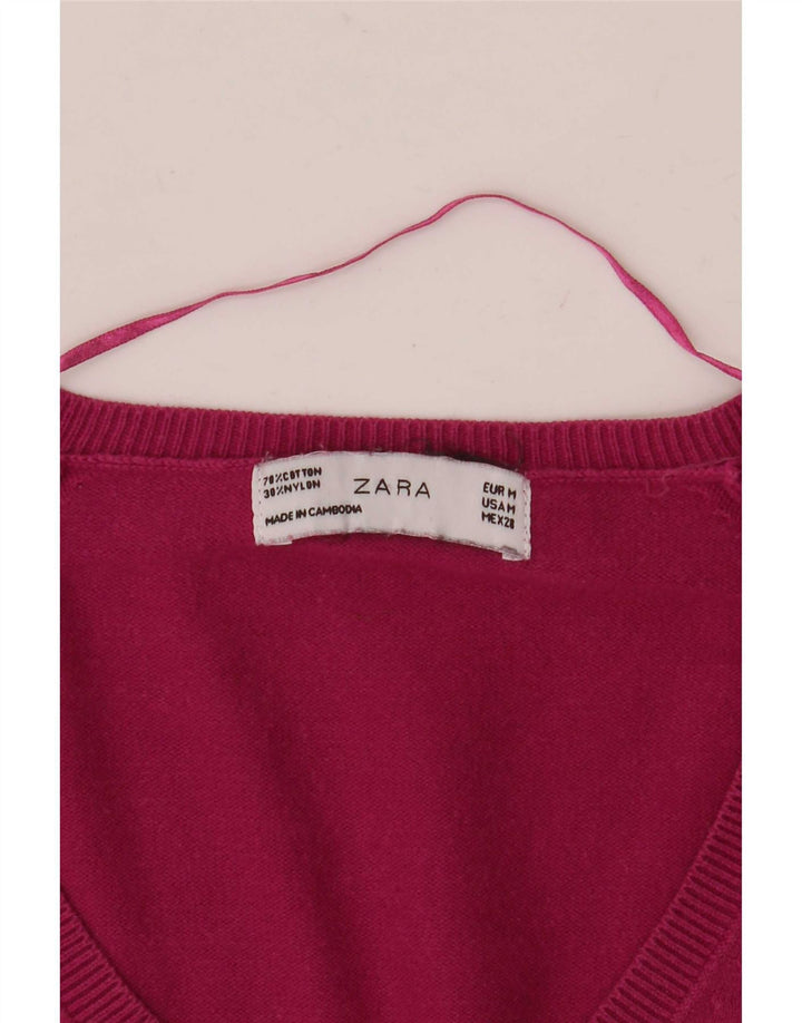 Zara Damen-Pullover mit V-Ausschnitt, Gr. 12, Mittelrosa