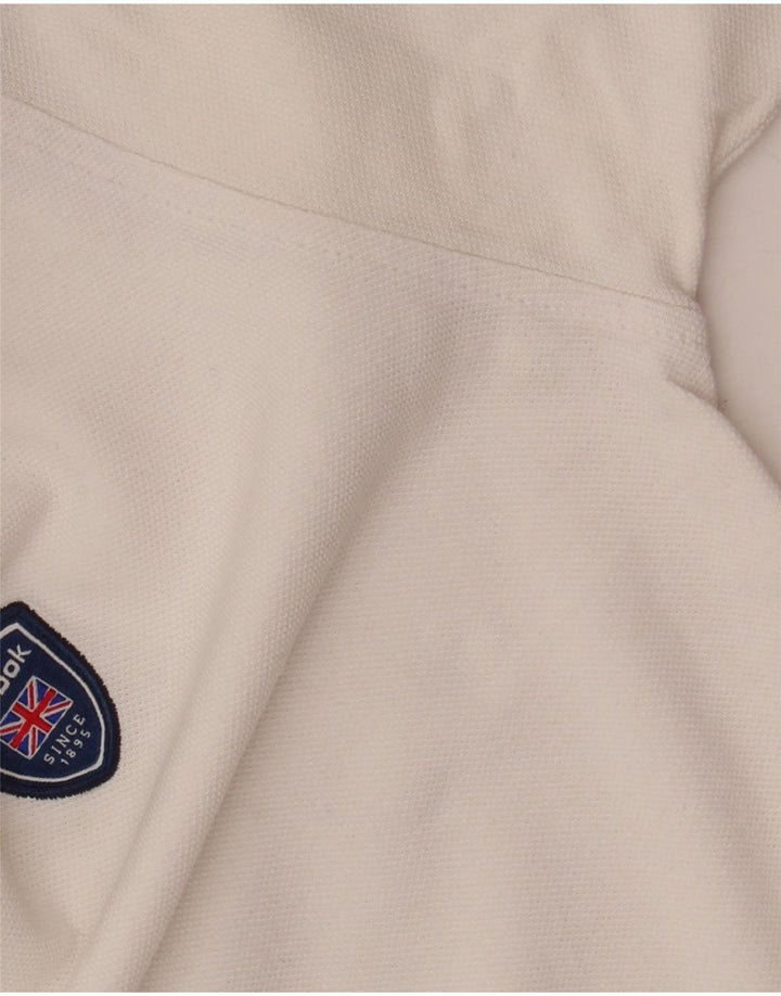 Reebok Herren-Poloshirt, groß, weiße Baumwolle