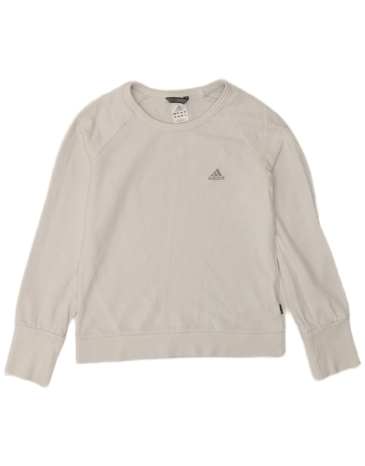 Adidas Damen Sweatshirt Pullover UK 12 Mittelweiße Baumwolle