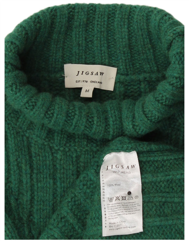 Jigsaw Damen-Pullover mit Rollkragen, UK 14, mittelgrüne Wolle
