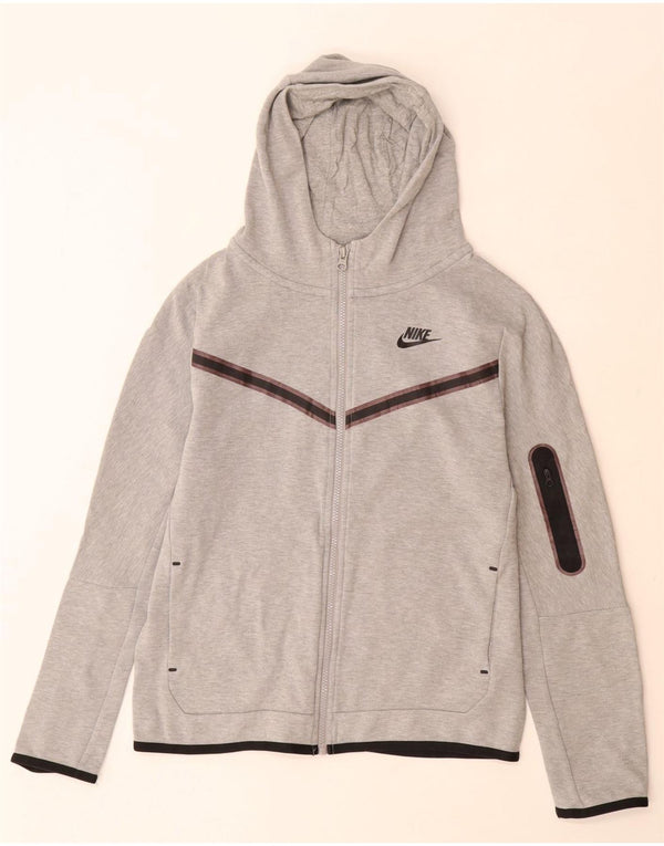 Nike Jungen-Kapuzenpullover mit Reißverschluss, 13–14 Jahre, XL, grau gefleckte Baumwolle