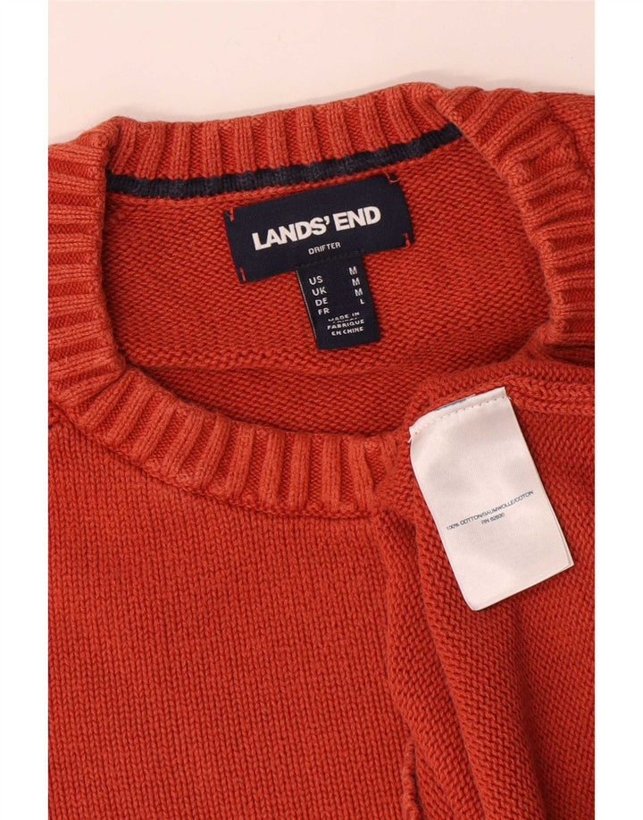 Lands End Herren-Pullover mit Rundhalsausschnitt, mittelorangefarbene Baumwolle