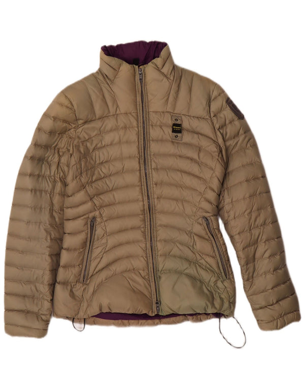 Blauer Damen Wattierte Jacke UK 10 Small Beige Nylon
