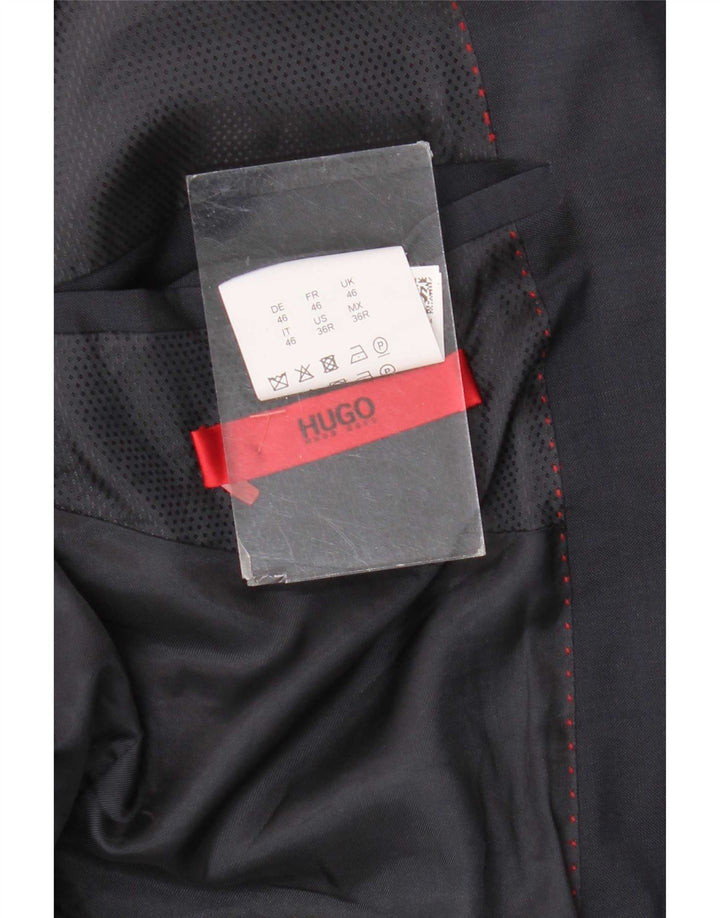 Hugo Boss Herren-Blazer mit 2 Knöpfen, EU 46, klein, marineblaue Schurwolle
