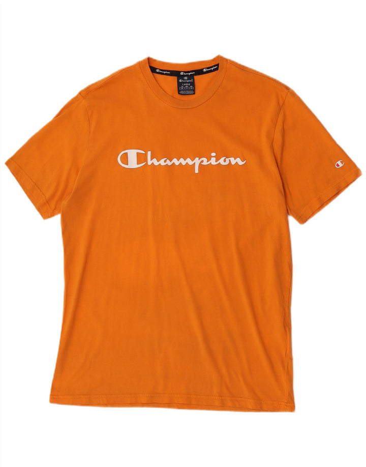 Champion Herren-T-Shirt mit Grafik, Größe L, Orange, Baumwolle