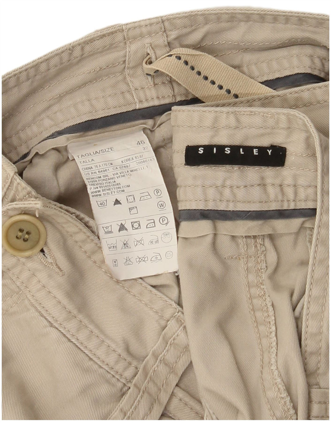 Gerade Cargo-Hose für Damen von Sisley, IT 46, Größe L, W32, L30, Beige, Baumwolle