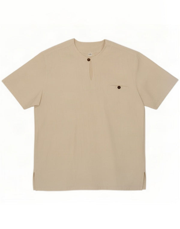 Vintage Damen Bluse Top UK 18 XL Beige Baumwolle