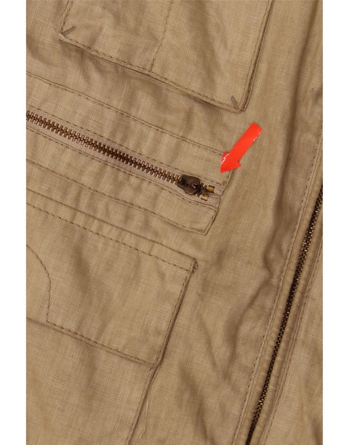 KRIZIAUOMO Mens Utility Gilet IT 50 Large Beige Linen Vintage Kriziauomo and Second-Hand Kriziauomo from Messina Hembry 