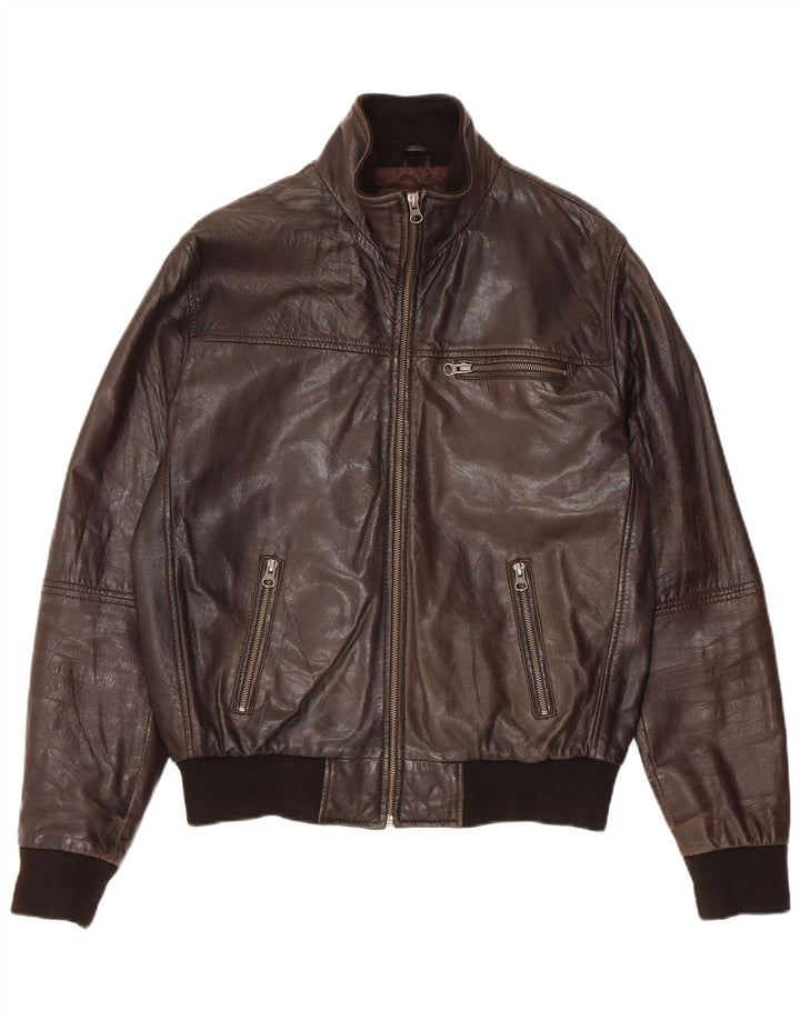 On Spirit Herren Bomber-Lederjacke IT 48 Mittelbraunes Leder