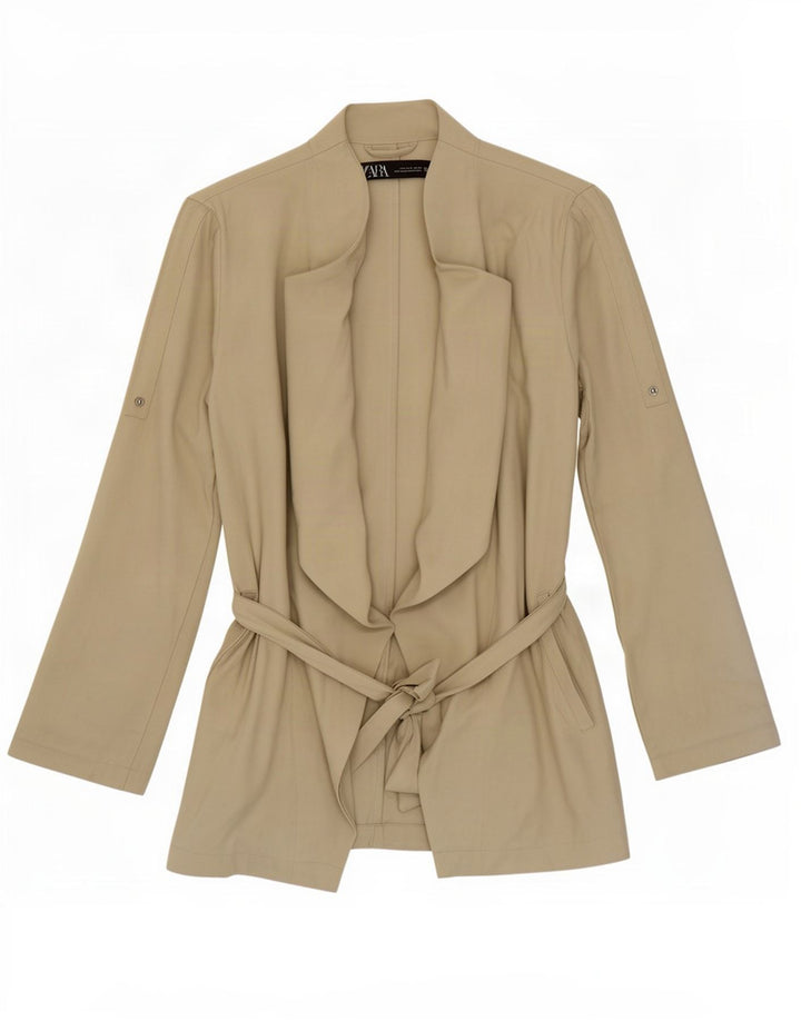Zara Damen Blazer Jacke UK 10 Small Beige Viskose