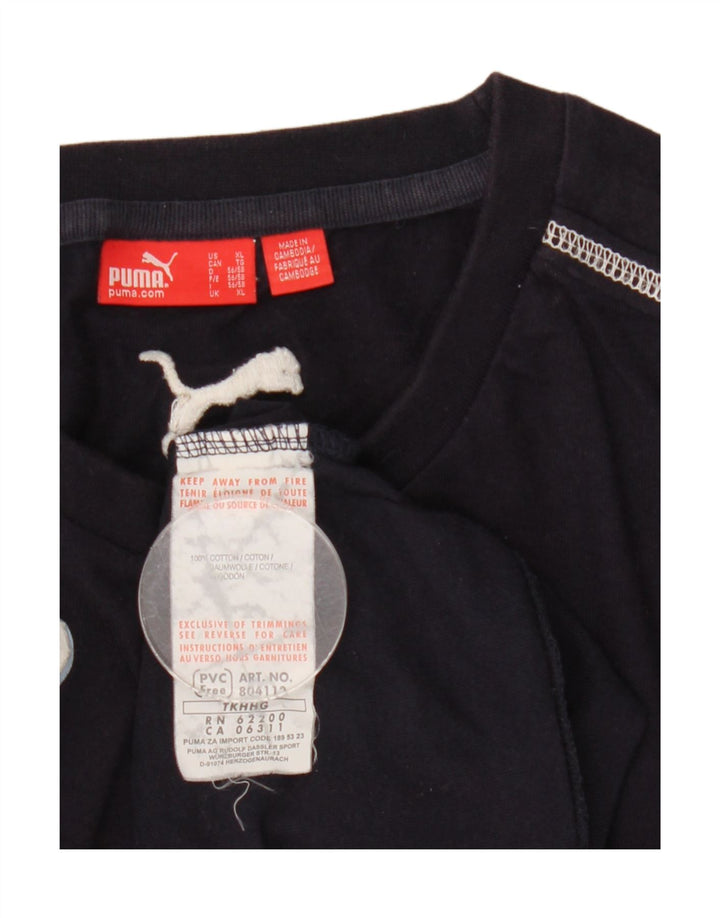 Puma Herren Graphic Top Langarm XL Marineblau Baumwolle