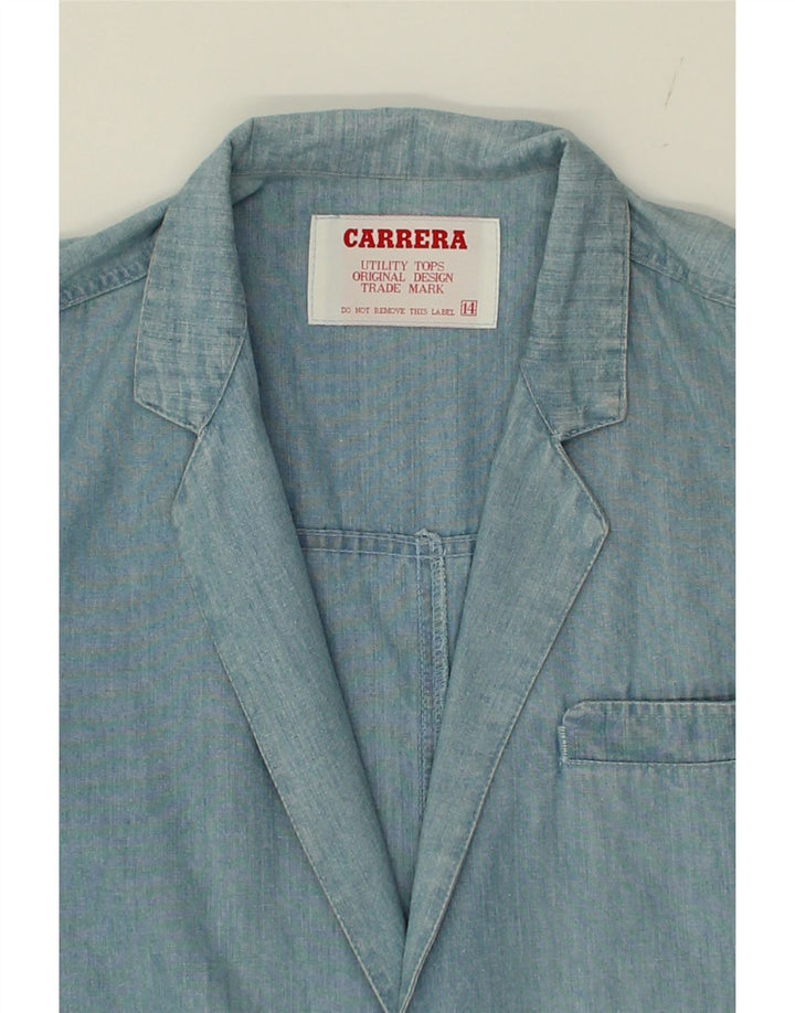 CARRERA Womens 2 Button Blazer Jacket US 14 XL Blue Cotton Vintage Carrera and Second-Hand Carrera from Messina Hembry 