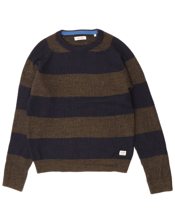 Jack & Jones Herren-Pullover mit Rundhalsausschnitt, klein, marineblau, gestreift, Acryl