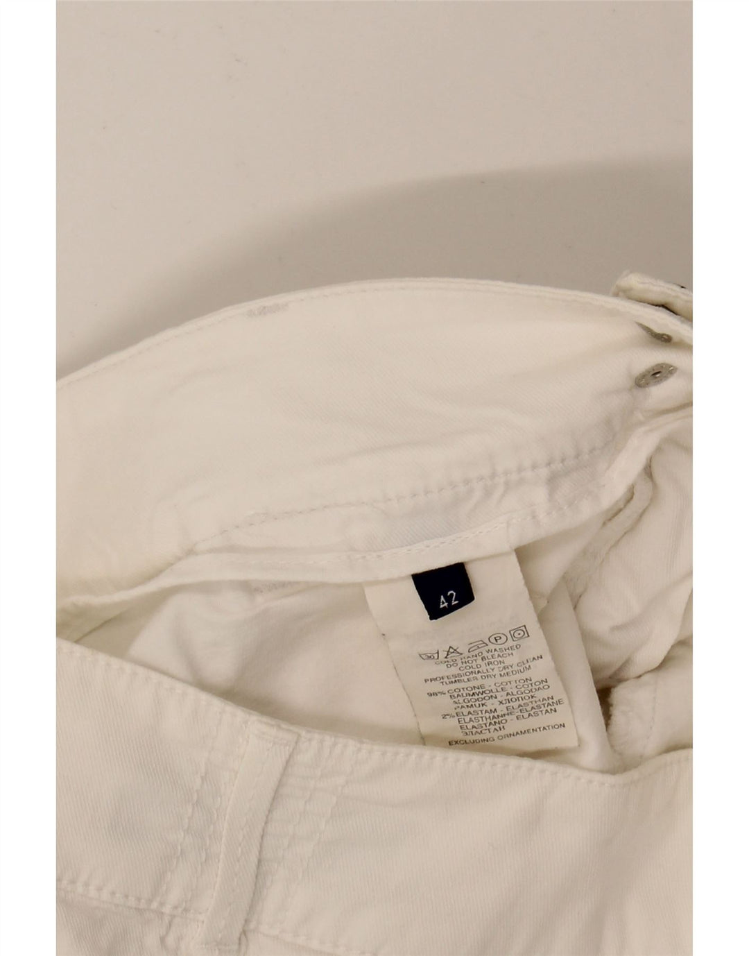 TRUSSARDI Womens Straight Skirt IT 42 Medium W30  White Cotton Vintage Trussardi and Second-Hand Trussardi from Messina Hembry 
