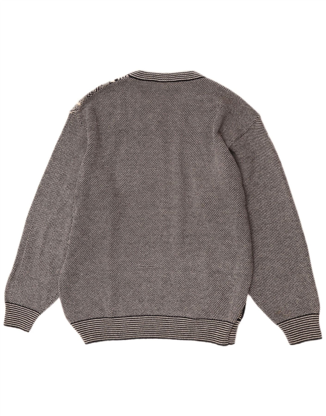 GARDEUR Herren-Pullover mit Rundhalsausschnitt, Größe 48, mittelgraue, geometrische Baumwolle
