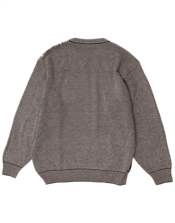 GARDEUR Herren-Pullover mit Rundhalsausschnitt, Größe 48, mittelgraue, geometrische Baumwolle