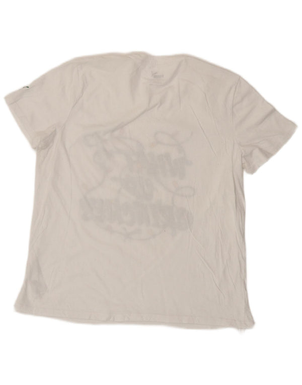 Puma Damen Grafik T-Shirt Top UK 16 Large Weiße Baumwolle