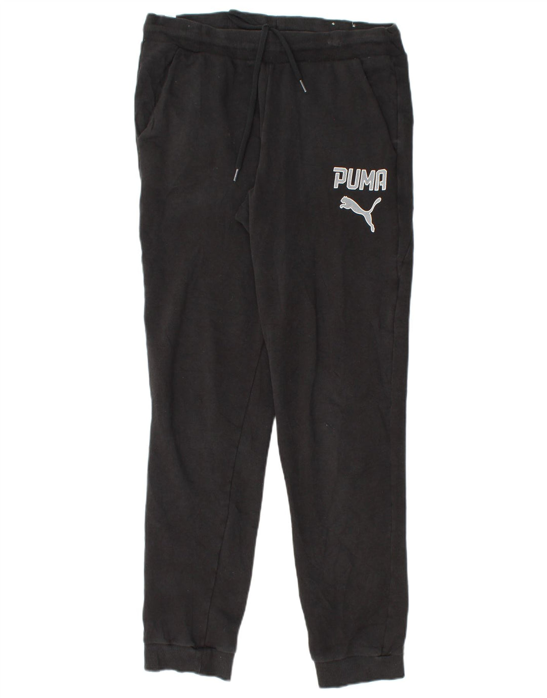 PUMA Damen Graphic Trainingshose Jogger UK 12 Medium Schwarz Baumwolle