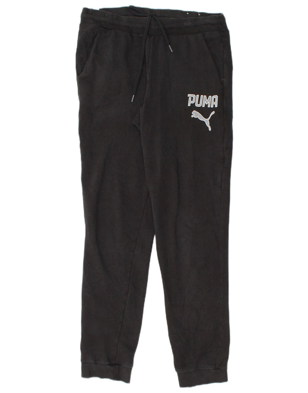 PUMA Damen Graphic Trainingshose Jogger UK 12 Medium Schwarz Baumwolle