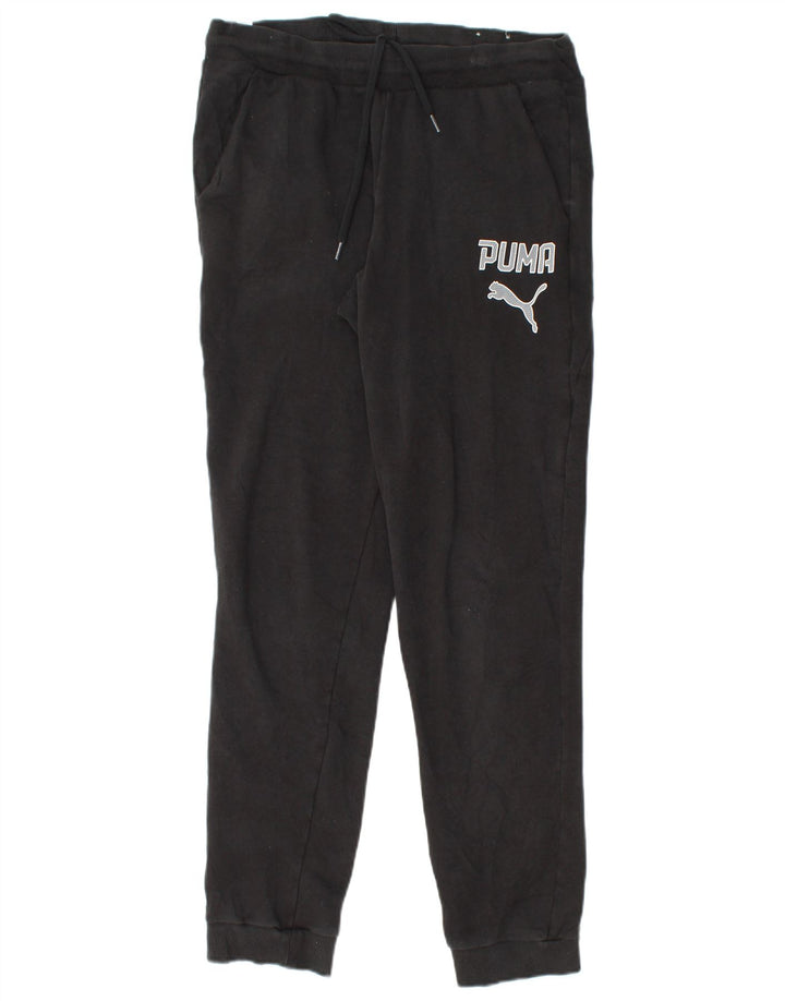 PUMA Damen Graphic Trainingshose Jogger UK 12 Medium Schwarz Baumwolle