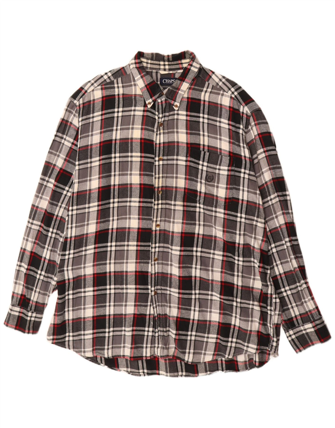 Chaps Herren-Big-Flanellhemd 2XL, schwarz kariert, Baumwolle