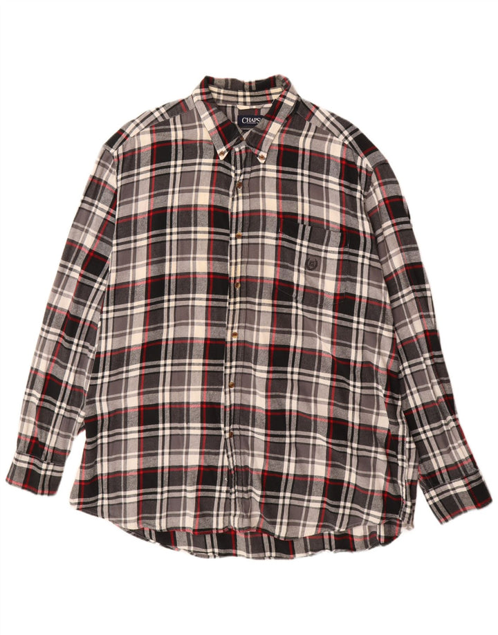 Chaps Herren-Big-Flanellhemd 2XL, schwarz kariert, Baumwolle
