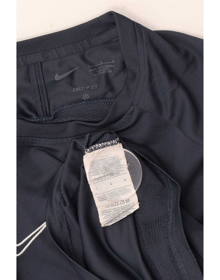 Nike Herren Dri Fit T-Shirt-Oberteil, groß, marineblaues Farbblock-Polyester