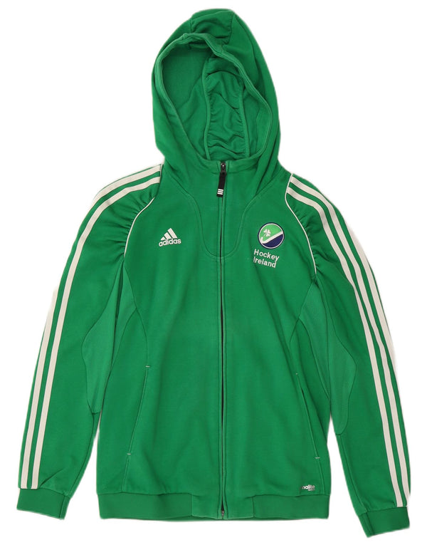 ADIDAS Womens Ireland Zip Hoodie Pullover UK 14 Große grüne Baumwolle