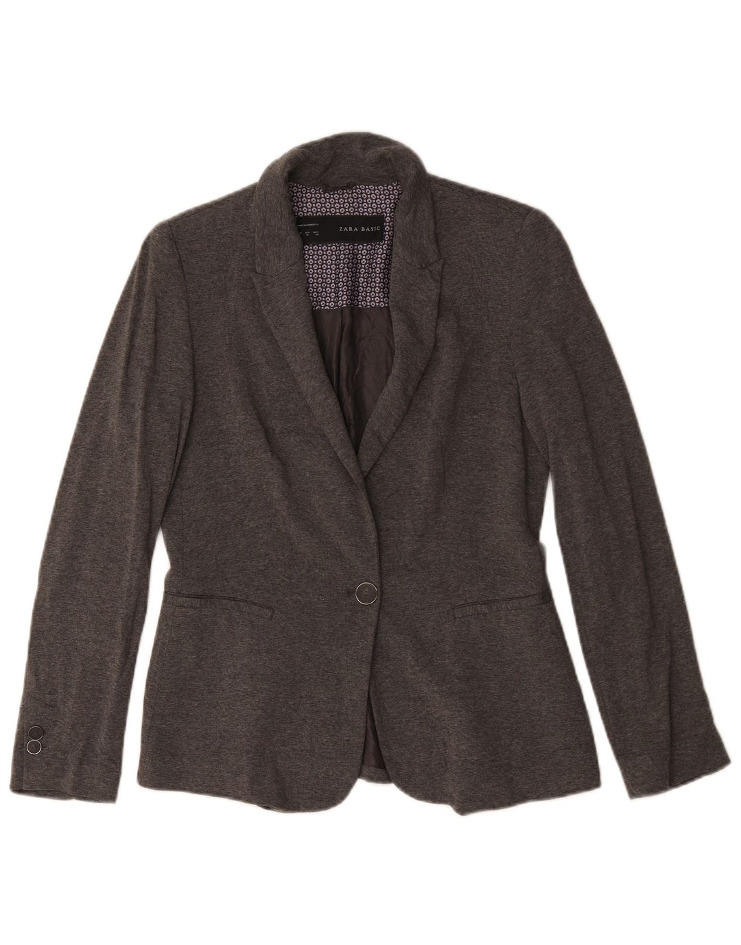 Zara Damen 1-Knopf-Blazerjacke UK 14 Mittelgraues Acetat