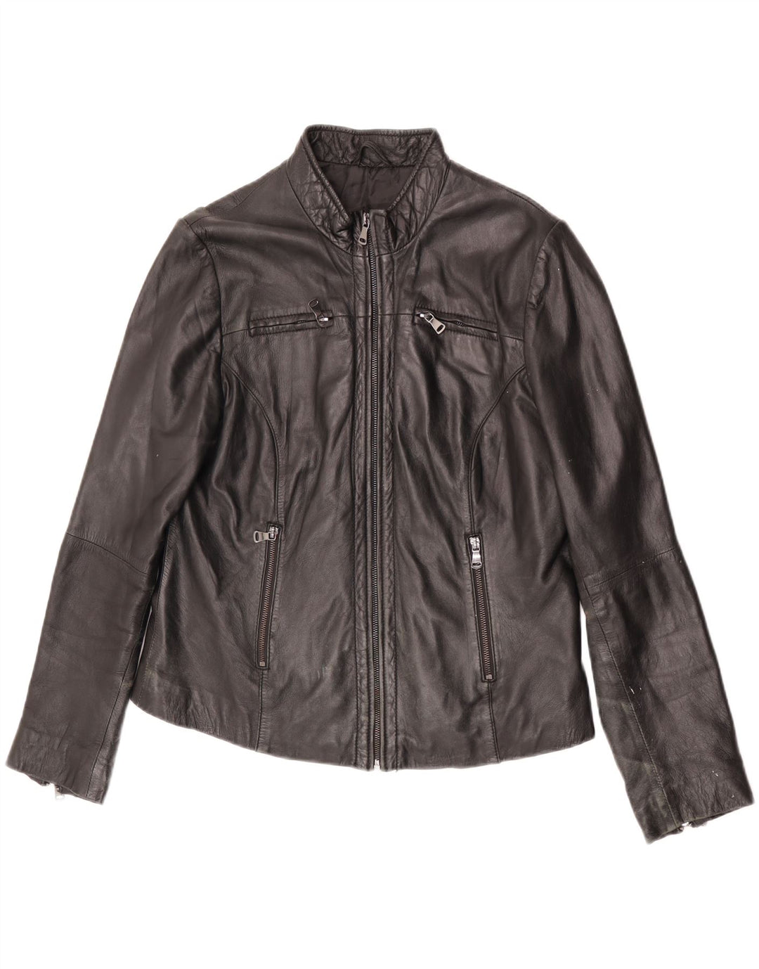 Conbipel Damen Crop Lederjacke IT 48 XL Schwarzes Leder