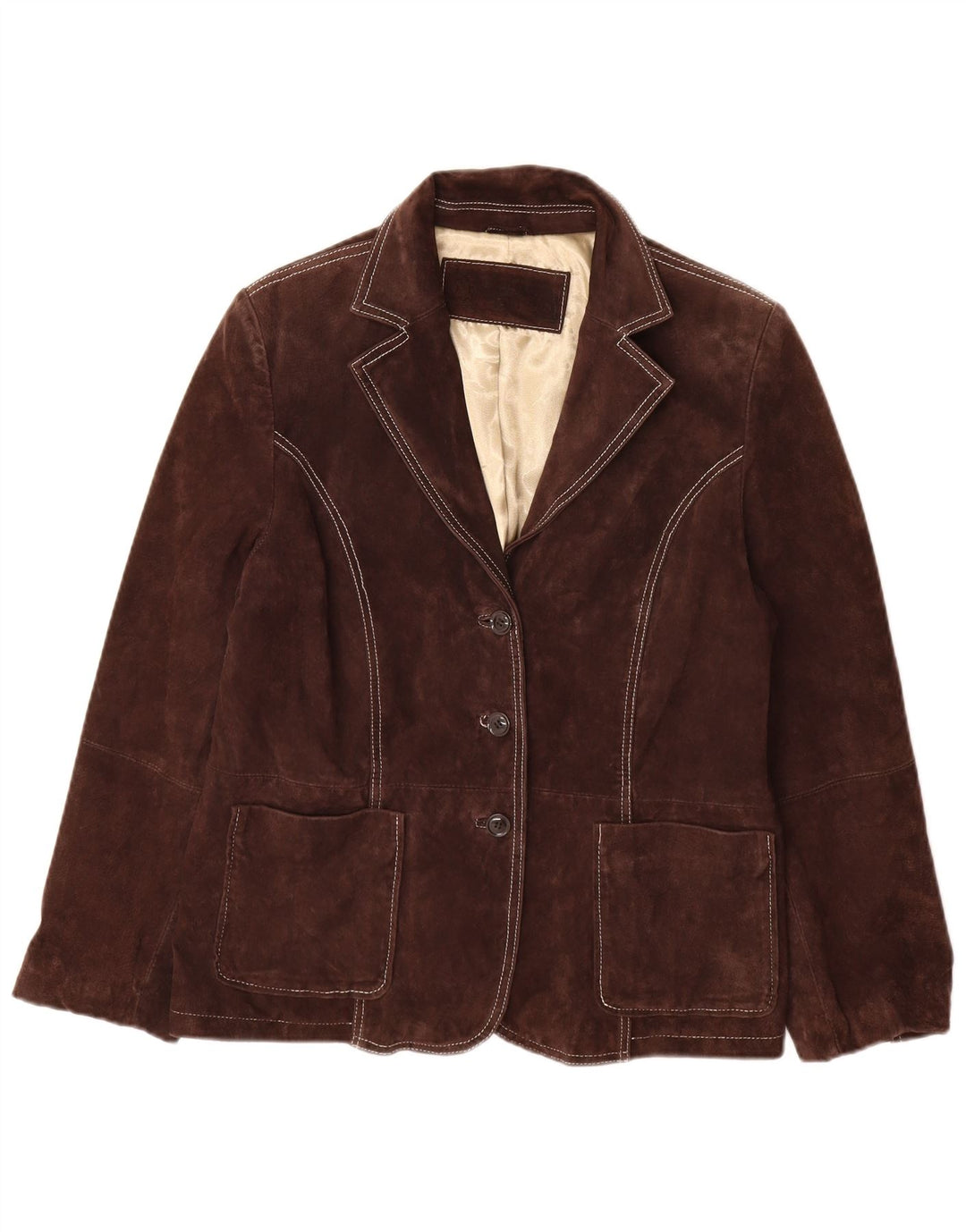 Yessica Damen-Blazerjacke aus Wildleder mit 3 Knöpfen, EU 46, XL, braunes Leder