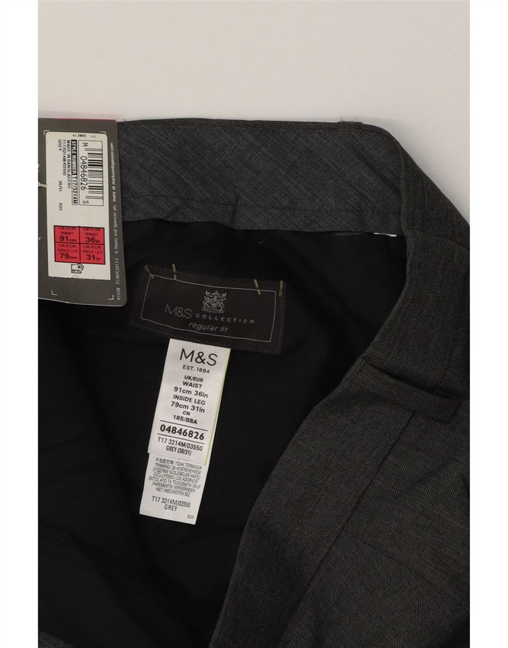 MARKS & SPENCER Herren-Anzughose in normaler Passform, W36 L31, grau, Polyester