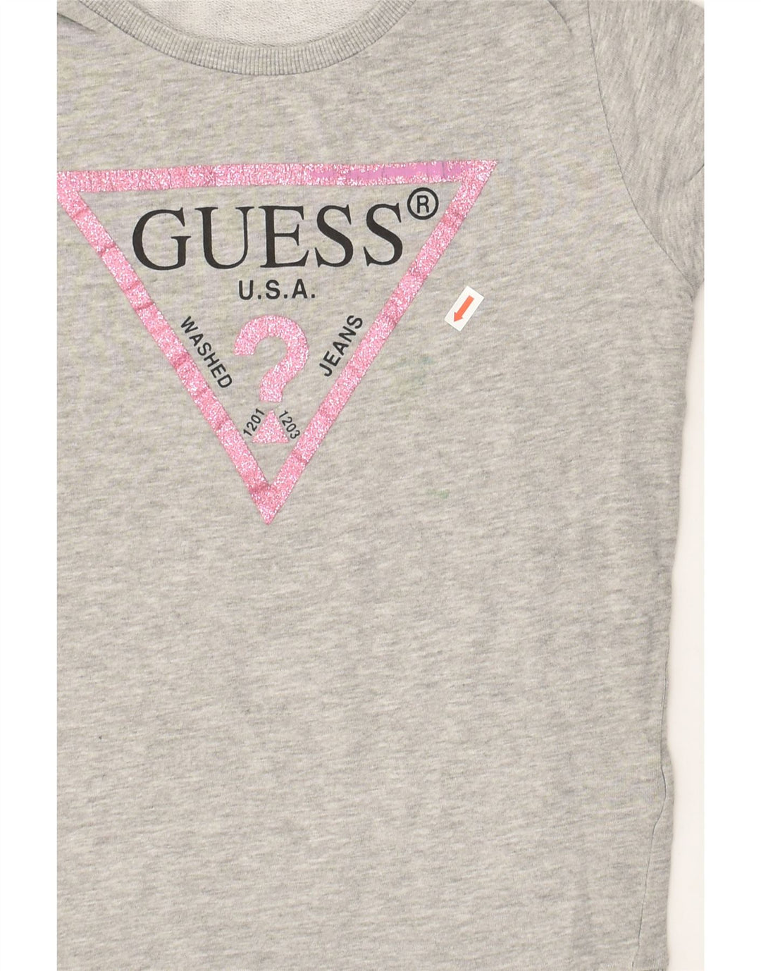 GUESS Girls Graphic Sweatshirt Jumper 13-14 Years Grey Cotton | Vintage Guess | Thrift | Second-Hand Guess | Used Clothing | Messina Hembry 