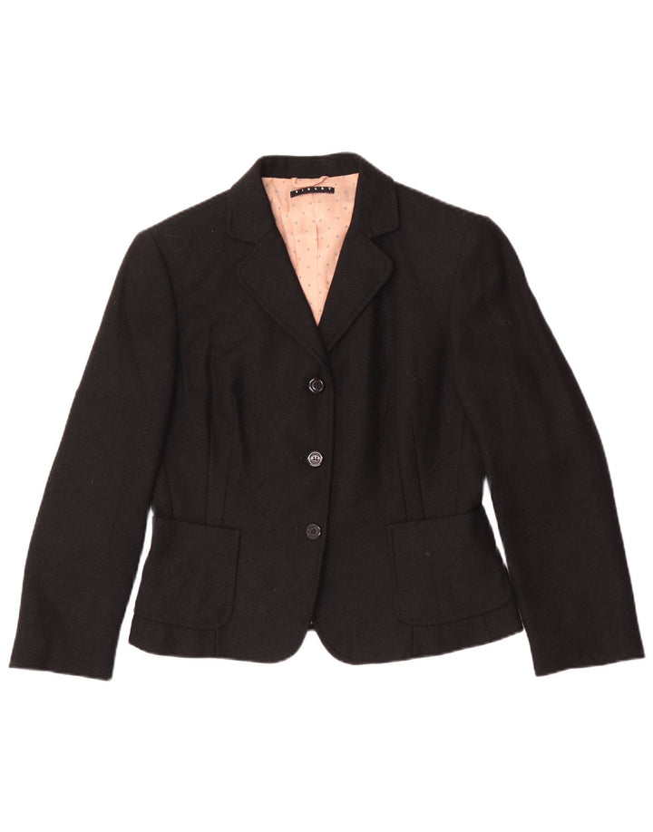 Sisley Damen-Blazerjacke mit 3 Knöpfen, IT 46, große schwarze Wolle