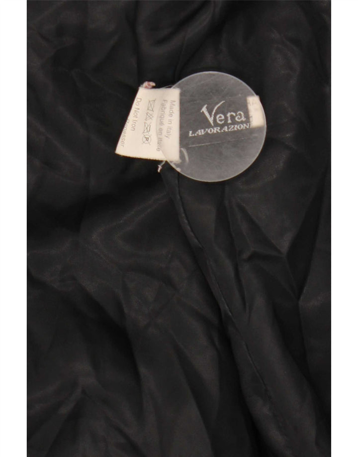 Vintage Damen Ledermantel IT 44 Medium Schwarz