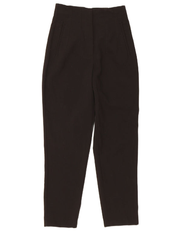 Zara Damen High Waist Tapered Freizeithose XS W24 L26 Schwarz Polyester