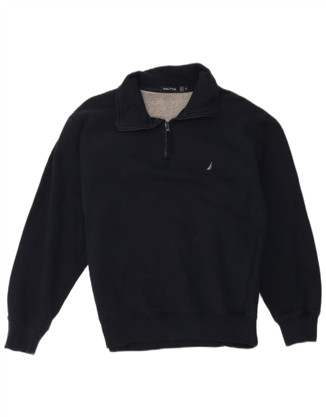 Nautica Herren-Sweatshirt mit Reißverschluss am Hals, mittlere marineblaue Baumwolle