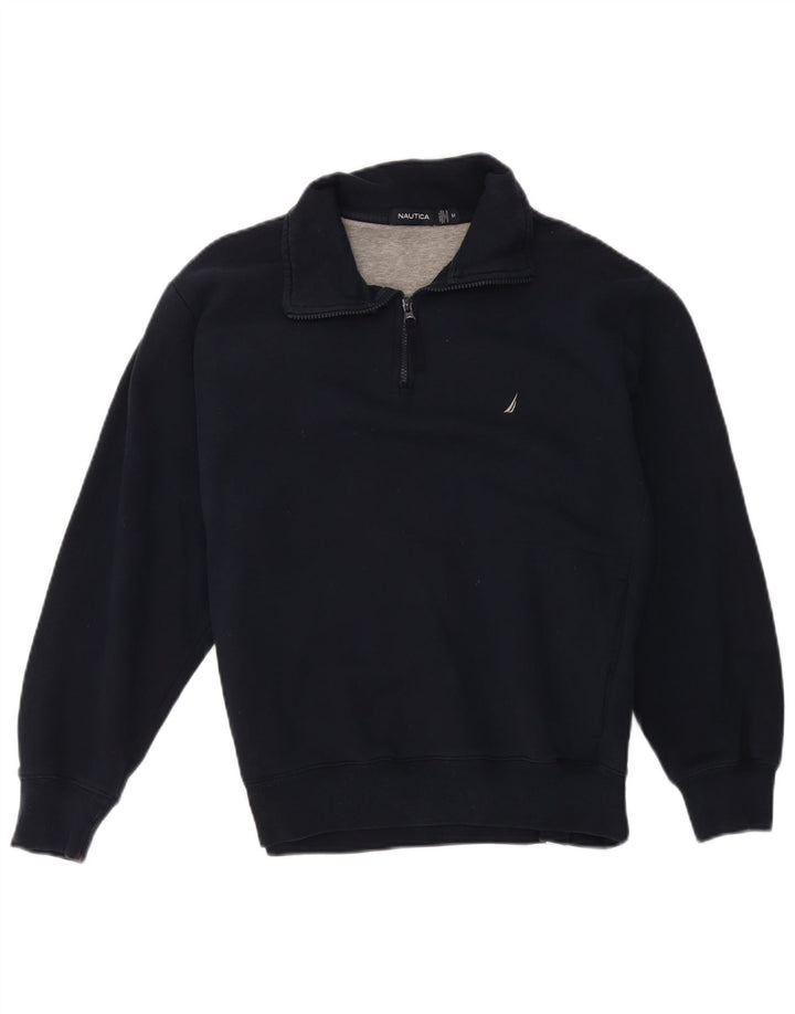 Nautica Herren-Sweatshirt mit Reißverschluss am Hals, mittlere marineblaue Baumwolle