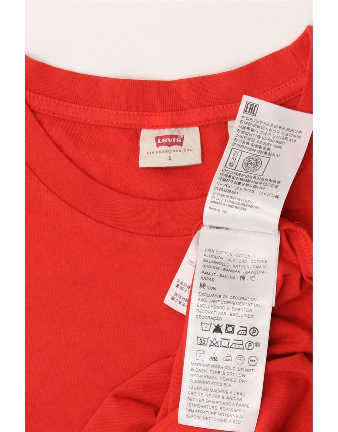 Levi's Damen T-Shirt Top UK 10 Small Orange Baumwolle