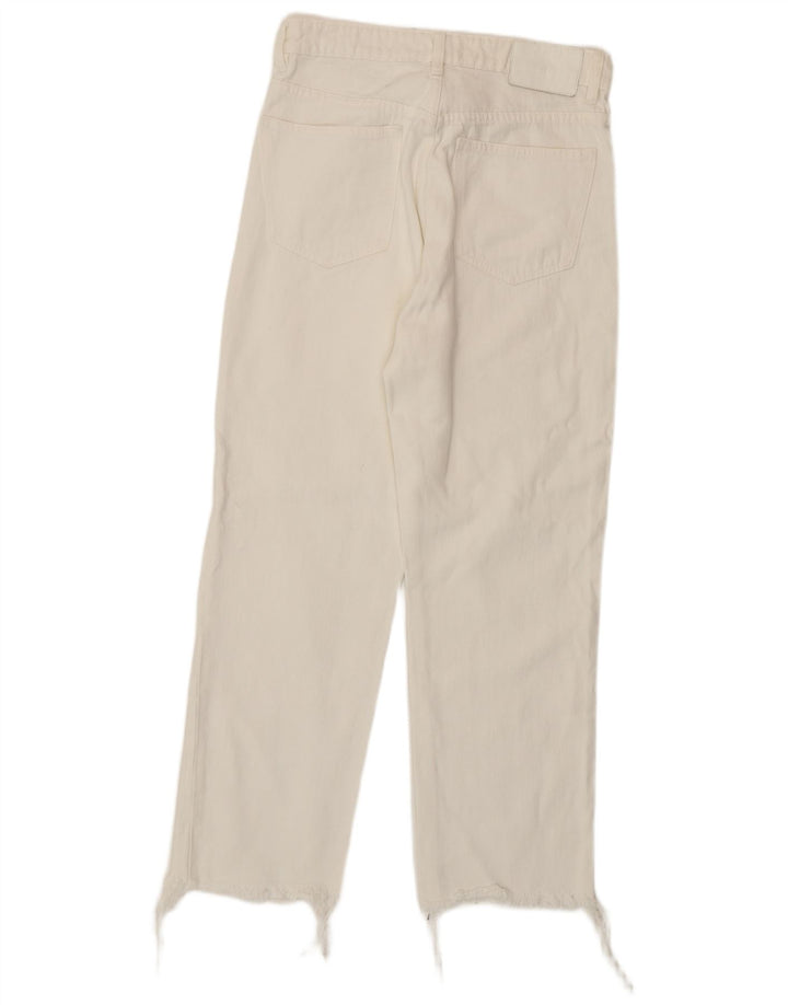 Zara Damen Straight Jeans EU 38 Small W28 L26 Weiße Baumwolle